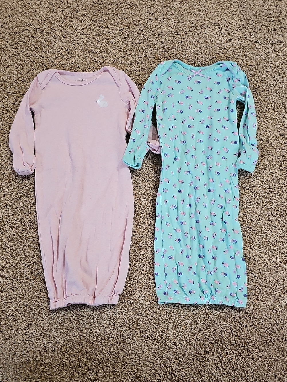 Simple Pink Bunny & Mint Floral Sleep Sacks